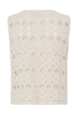 ICHI Nekla 100% Cotton Openwork Button Knit Top