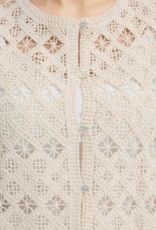 ICHI Nekla 100% Cotton Openwork Button Knit Top
