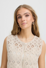 ICHI Nekla 100% Cotton Openwork Button Knit Top