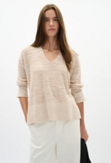 InWear Nita Cotton Blend V-Neck Knitted Pullover in Ecru