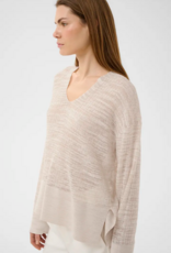 InWear Nita Cotton Blend V-Neck Knitted Pullover in Ecru