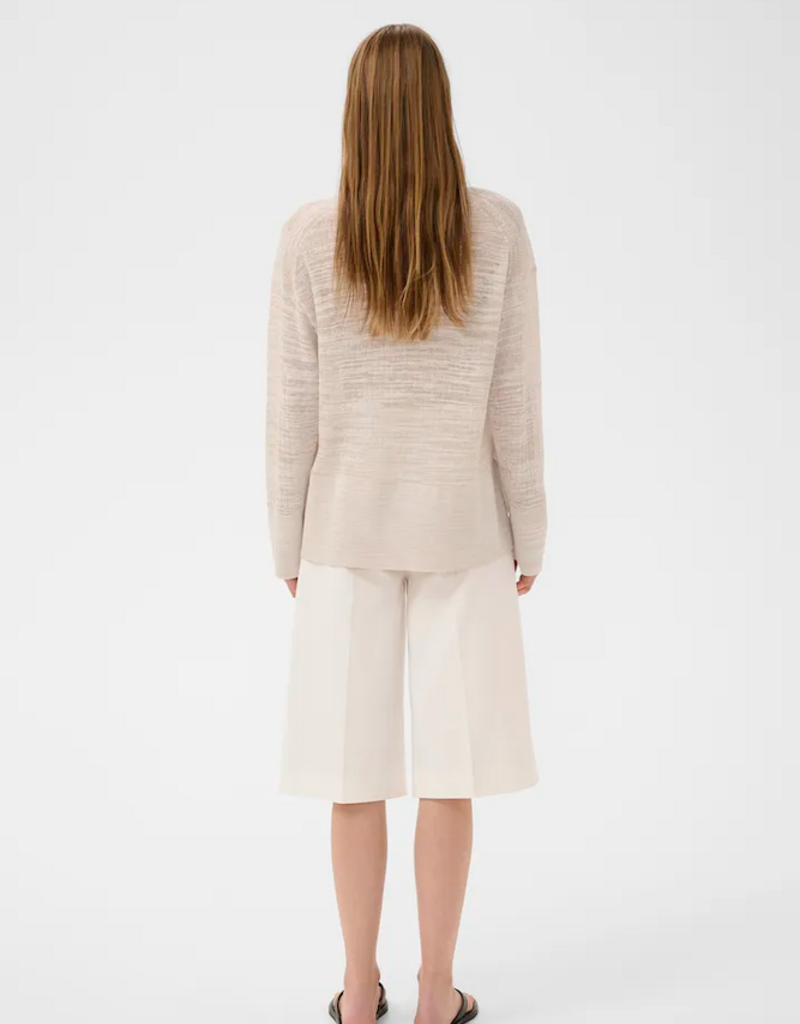 InWear Nita Cotton Blend V-Neck Knitted Pullover in Ecru