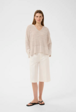 InWear Nita Cotton Blend V-Neck Knitted Pullover in Ecru