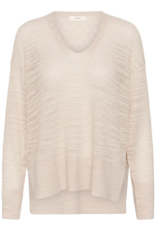 InWear Nita Cotton Blend V-Neck Knitted Pullover in Ecru