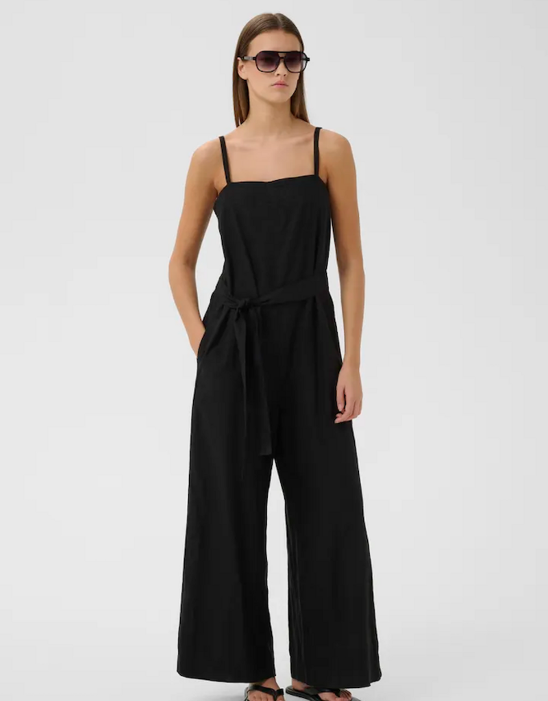InWear Edith Linen Blend Jumpsuit in Black