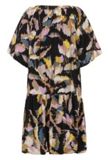 InWear Lyla Fest Short Bubble Hem Dress in Black Spring Leaves Print