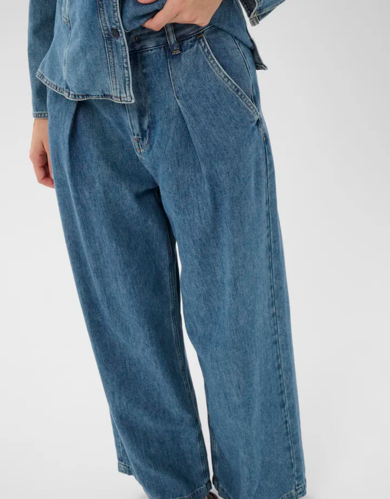 InWear Dophina Wide Denim Trouser in Washed Medium Blue