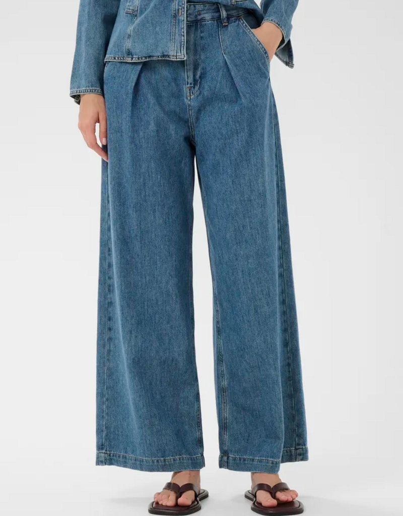 InWear Dophina Wide Denim Trouser in Washed Medium Blue