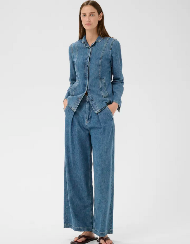 InWear Dophina Wide Denim Trouser in Washed Medium Blue