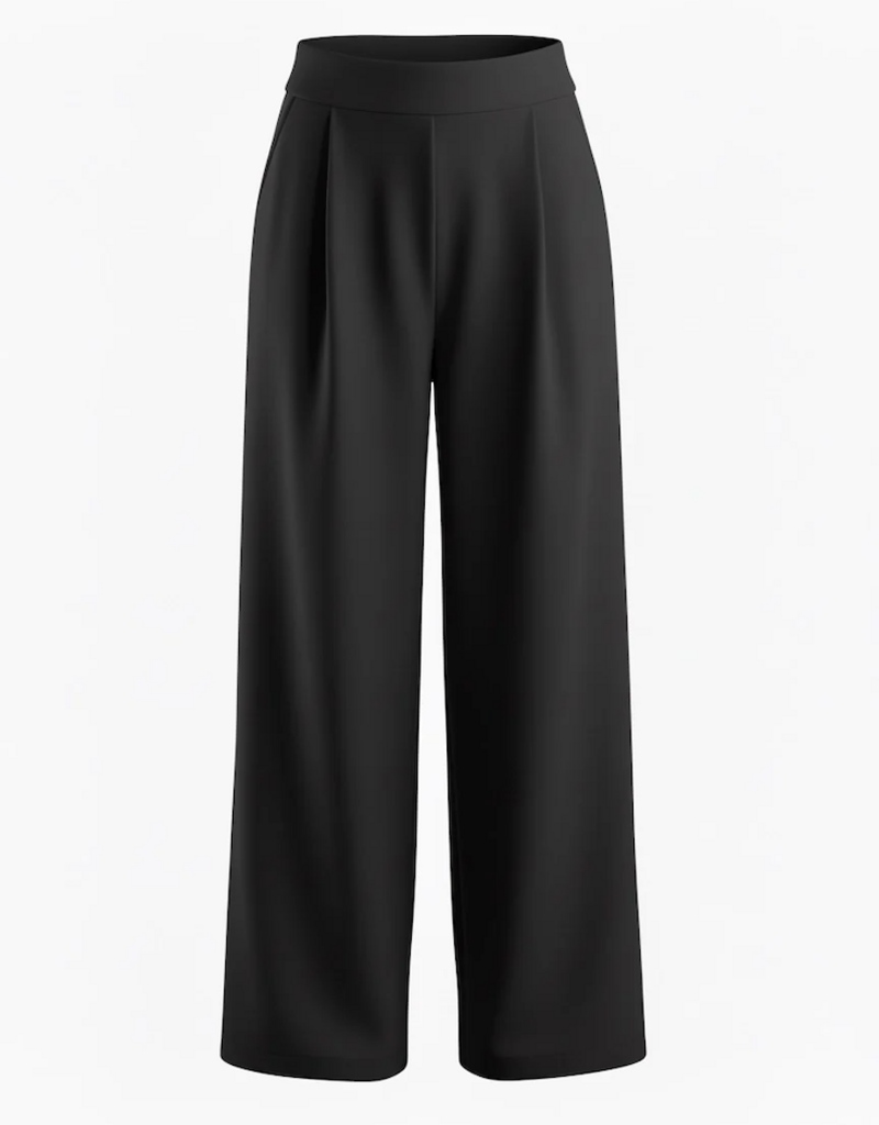 Privilege LuxeFlow Elevated Wide Leg Trouser in Black