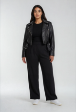 Privilege LuxeFlow Elevated Wide Leg Trouser in Black