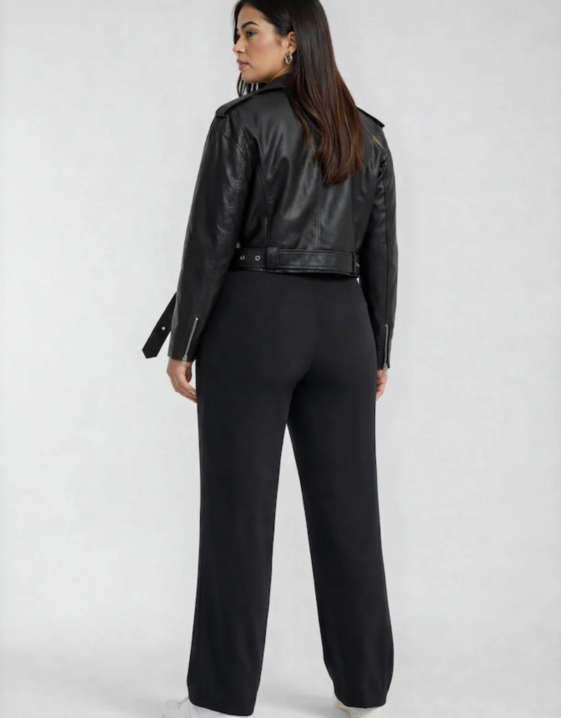 Privilege LuxeFlow Elevated Wide Leg Trouser in Black