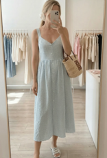 Privilege Estelle Button Down Cotton Dress in Blue/Green Gingham