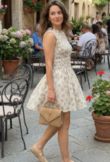 Privilege Prim Sleeveless Rouched Dress in Blue Floral