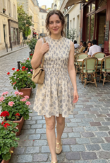 Privilege Prim Sleeveless Rouched Dress in Blue Floral