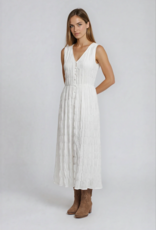 Privilege Pascale Cotton Blend Silky Feel Button Front Dress in White