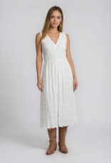 Privilege Pascale Cotton Blend Silky Feel Button Front Dress in White