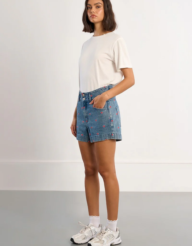 Molly Bracken Tessa Shorts With Embroidered Hearts