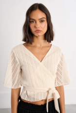 Molly Bracken Erin Openwork Wrap Top in Off White (Ecru)