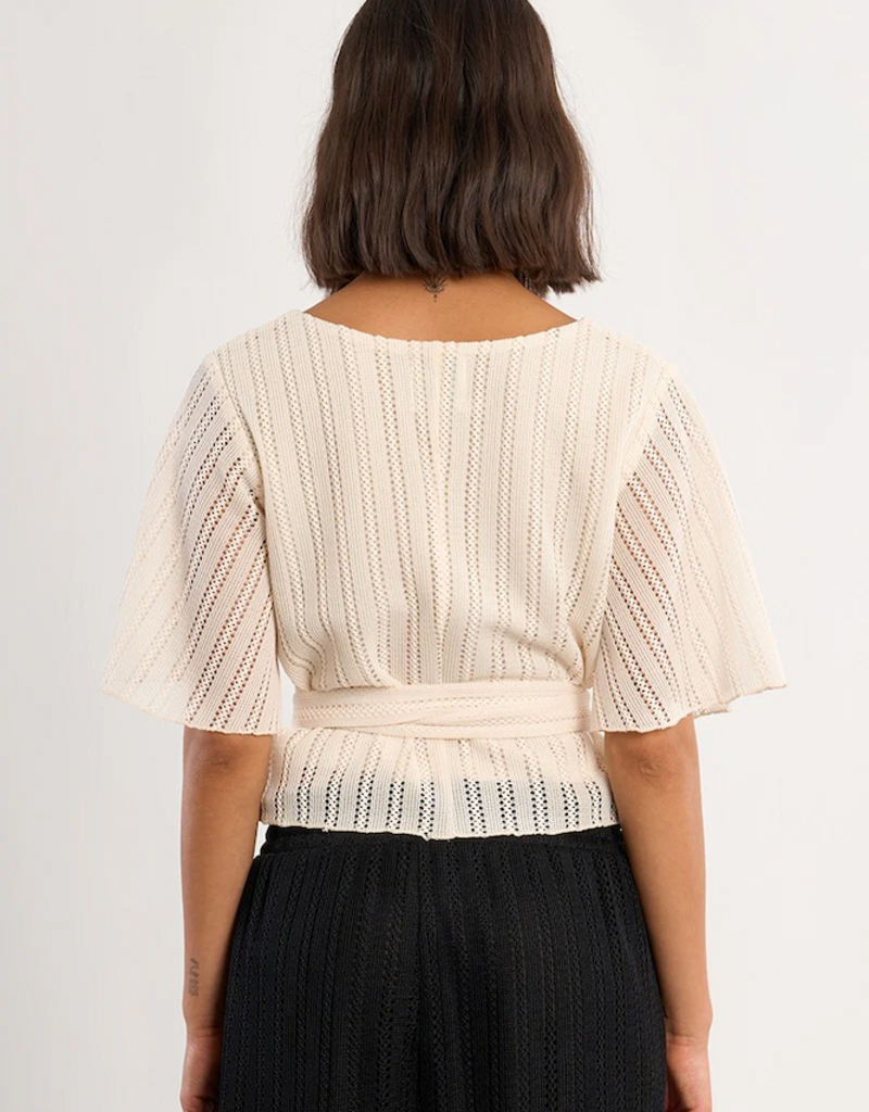 Molly Bracken Erin Openwork Wrap Top in Off White (Ecru)