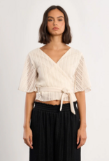 Molly Bracken Erin Openwork Wrap Top in Off White (Ecru)