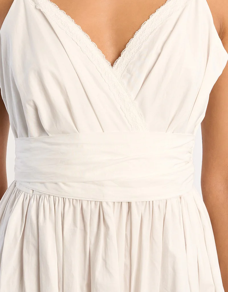 Molly Bracken Lori Tie-Back Mini Dress in White