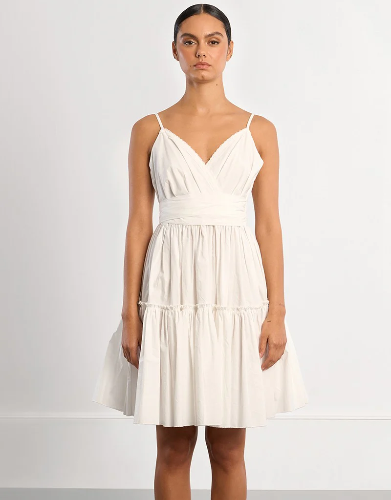 Molly Bracken Lori Tie-Back Mini Dress in White