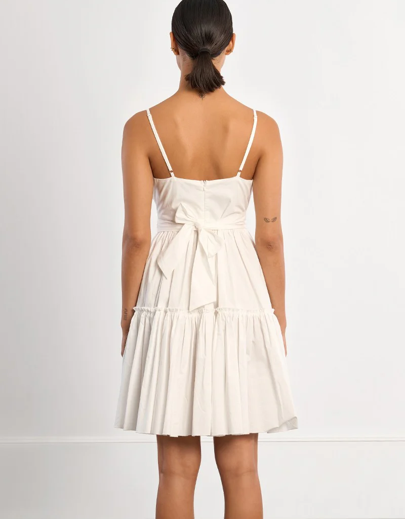 Molly Bracken Lori Tie-Back Mini Dress in White