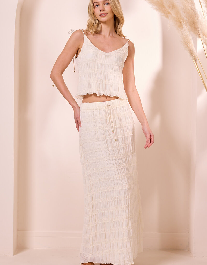 Angel Eye Essen Top and Skirt Set in Cream
