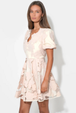 Adelyn Rae Ariana Bubble Sleeve Mini Dress in Blush/Cream