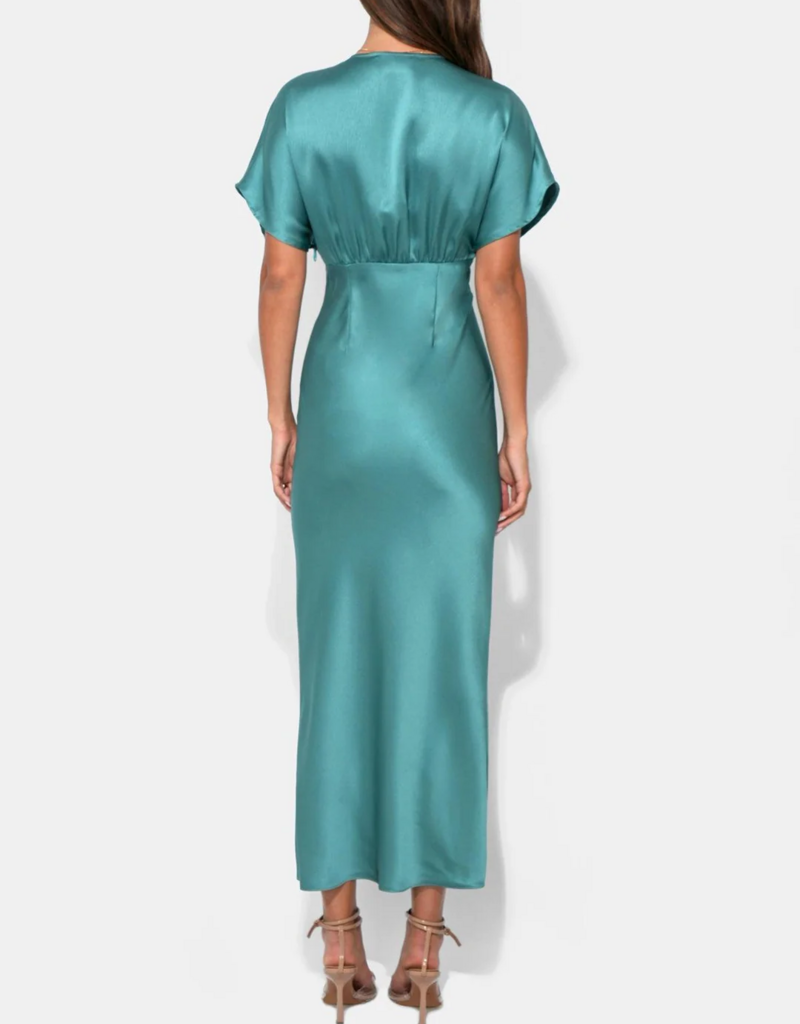 Adelyn Rae Charlotte Flutter Sleeve Midi Dress in Jade