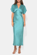 Adelyn Rae Charlotte Flutter Sleeve Midi Dress in Jade