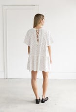 Brunette the Label Tiered Dress in Cream with Pink