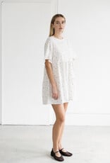 Brunette the Label Tiered Dress in Cream with Pink