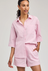 Gentle Fawn Blaire 100% Cotton Button Shirt in Carnation Stripe Pink