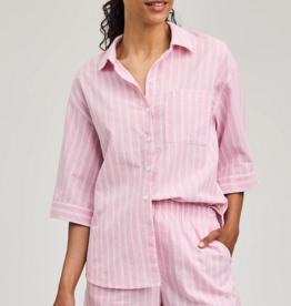 Gentle Fawn Blaire Cotton Button Shirt in Carnation Stripe Pink