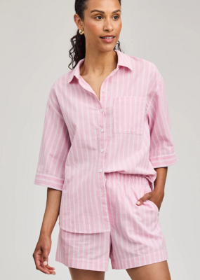 Gentle Fawn Blaire Cotton Button Shirt in Carnation Stripe Pink
