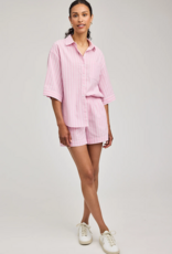 Gentle Fawn Blaire 100% Cotton Button Shirt in Carnation Stripe Pink