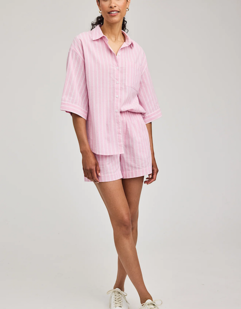 Gentle Fawn Blaire 100% Cotton Button Shirt in Carnation Stripe Pink