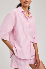 Gentle Fawn Blaire 100% Cotton Button Shirt in Carnation Stripe Pink