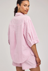Gentle Fawn Blaire 100% Cotton Button Shirt in Carnation Stripe Pink