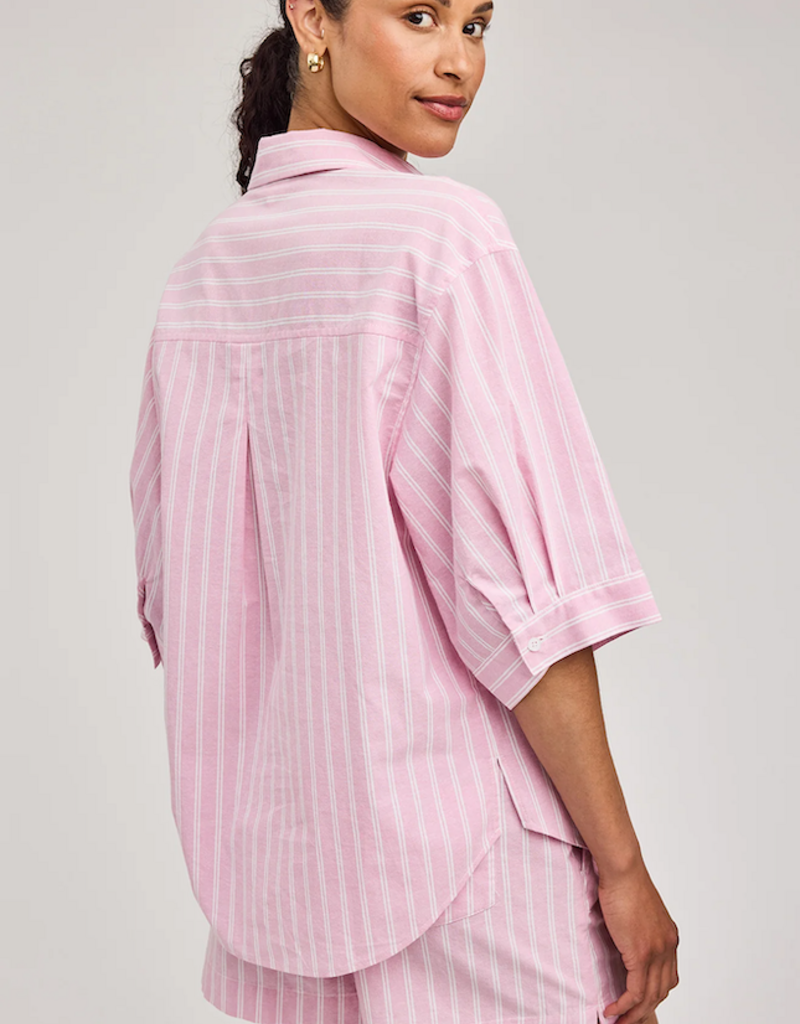 Gentle Fawn Blaire 100% Cotton Button Shirt in Carnation Stripe Pink