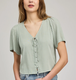 Gentle Fawn Becca Short Sleeve Blouse in Pistachio Gingham