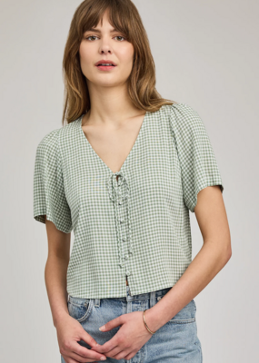 Gentle Fawn Becca Short Sleeve Blouse in Pistachio Gingham
