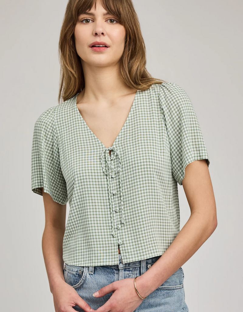 Gentle Fawn Becca Short Sleeve Blouse in Pistachio Gingham