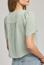Gentle Fawn Becca Short Sleeve Blouse in Pistachio Gingham