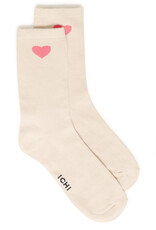 ICHI Anya Heart Socks in Birch