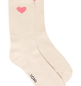 ICHI Anya Heart Socks in Birch