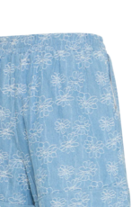 ICHI Odette 100% Cotton Embroidered Shorts in Light Blue