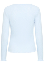 ICHI Bifance Cardigan with Scallop Detail in Skyway Blue